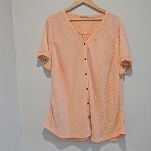 Soft Sorroundings Peach Button Down Top 3X